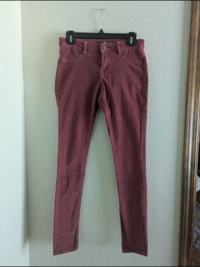 Volcom Skinny Corduroy Pants in Burgundy